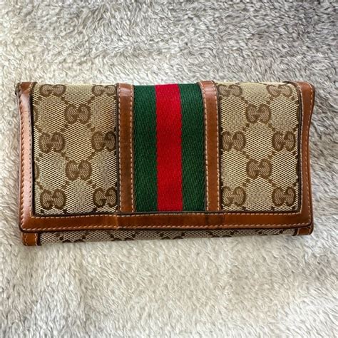 gucci monogram vintage web continental wallet tan vestiaire|authentic gucci wallet.